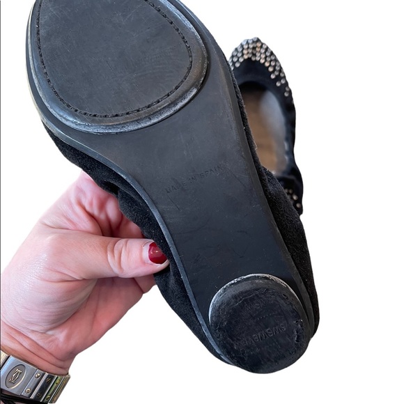 STUART WEITZMAN Black suede ballet slippers with gold beads Size 8.5 - Picture 7 of 10